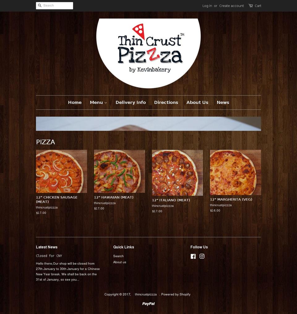 thincrustpizzza.com shopify website screenshot