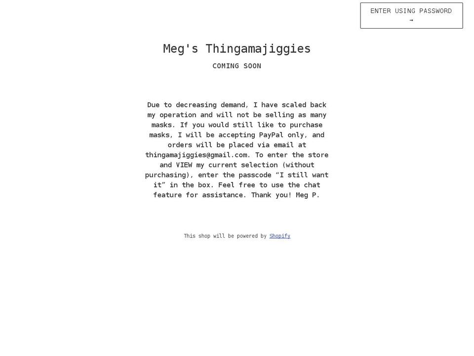 thingamajiggies.com shopify website screenshot