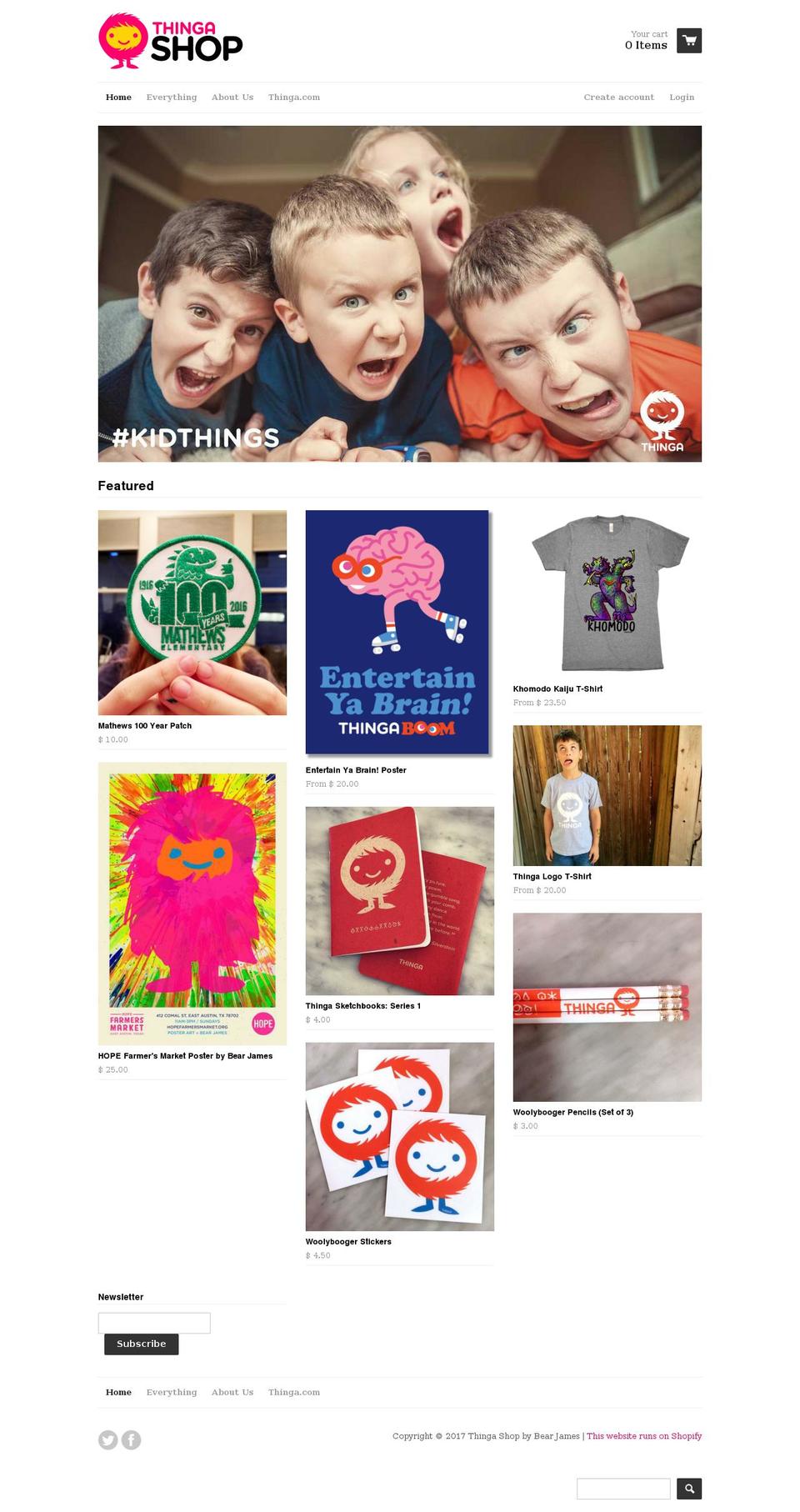 thingastore.com shopify website screenshot