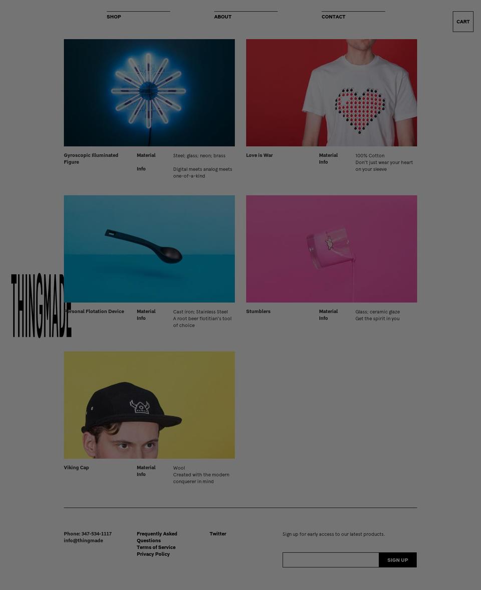 thingmade.com shopify website screenshot