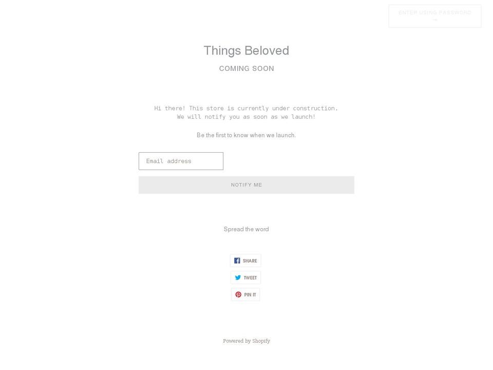 thingsbeloved.com shopify website screenshot