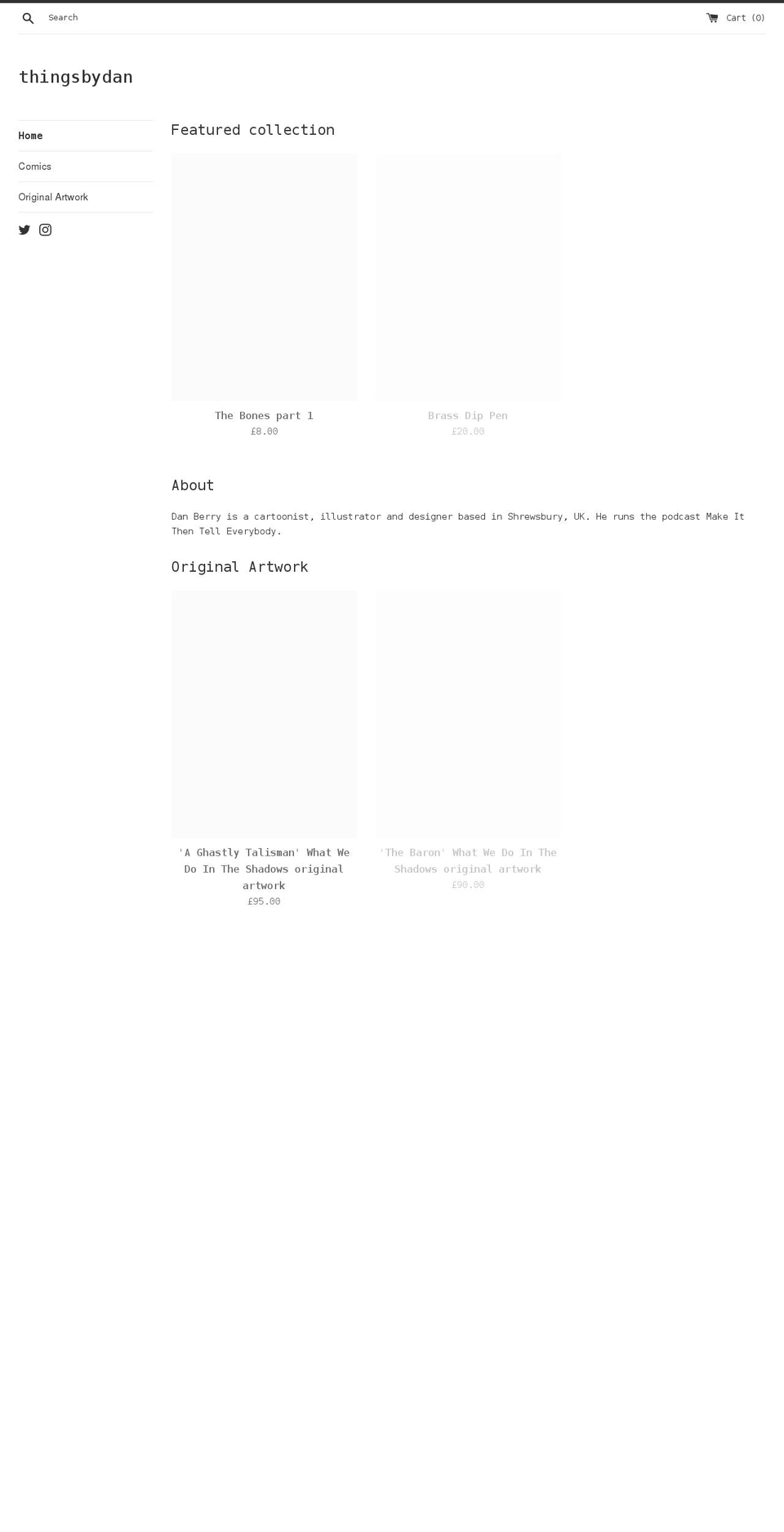 thingsbydan.myshopify.com shopify website screenshot