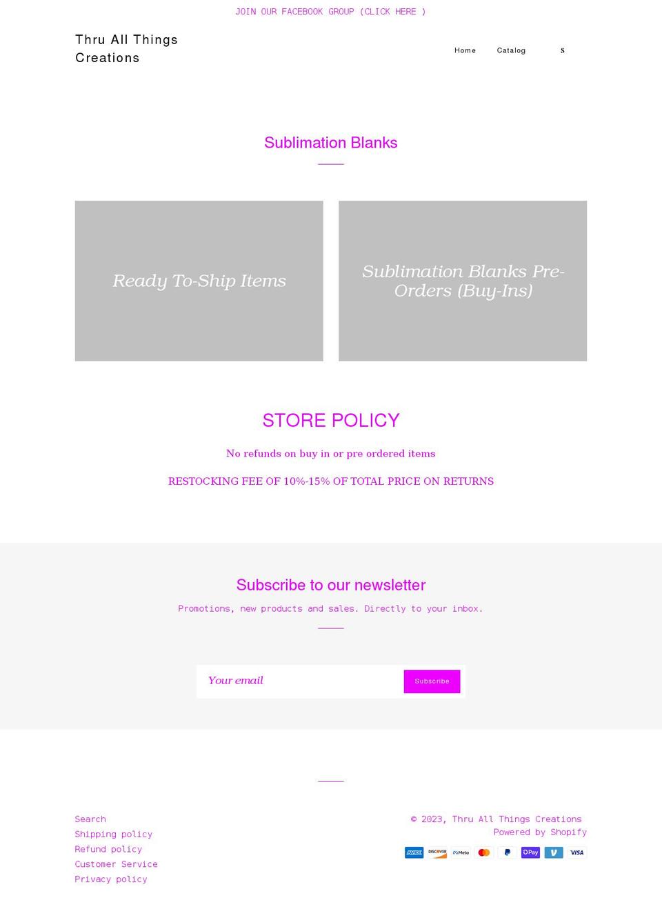 thingscreations.com shopify website screenshot