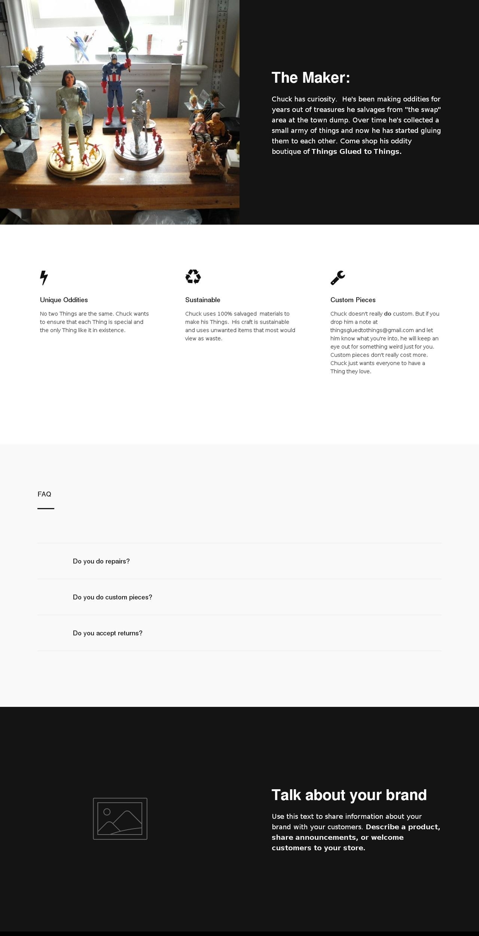 thingsgluedtothings.com — Shopify storefront screenshot