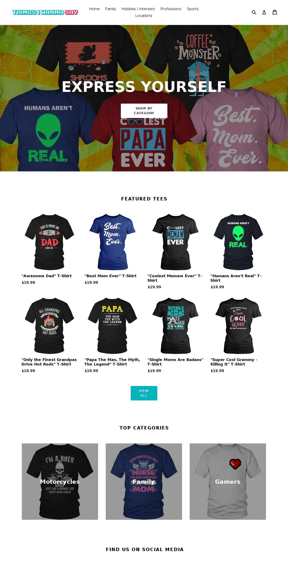 thingsiwannasay.com — Shopify storefront screenshot