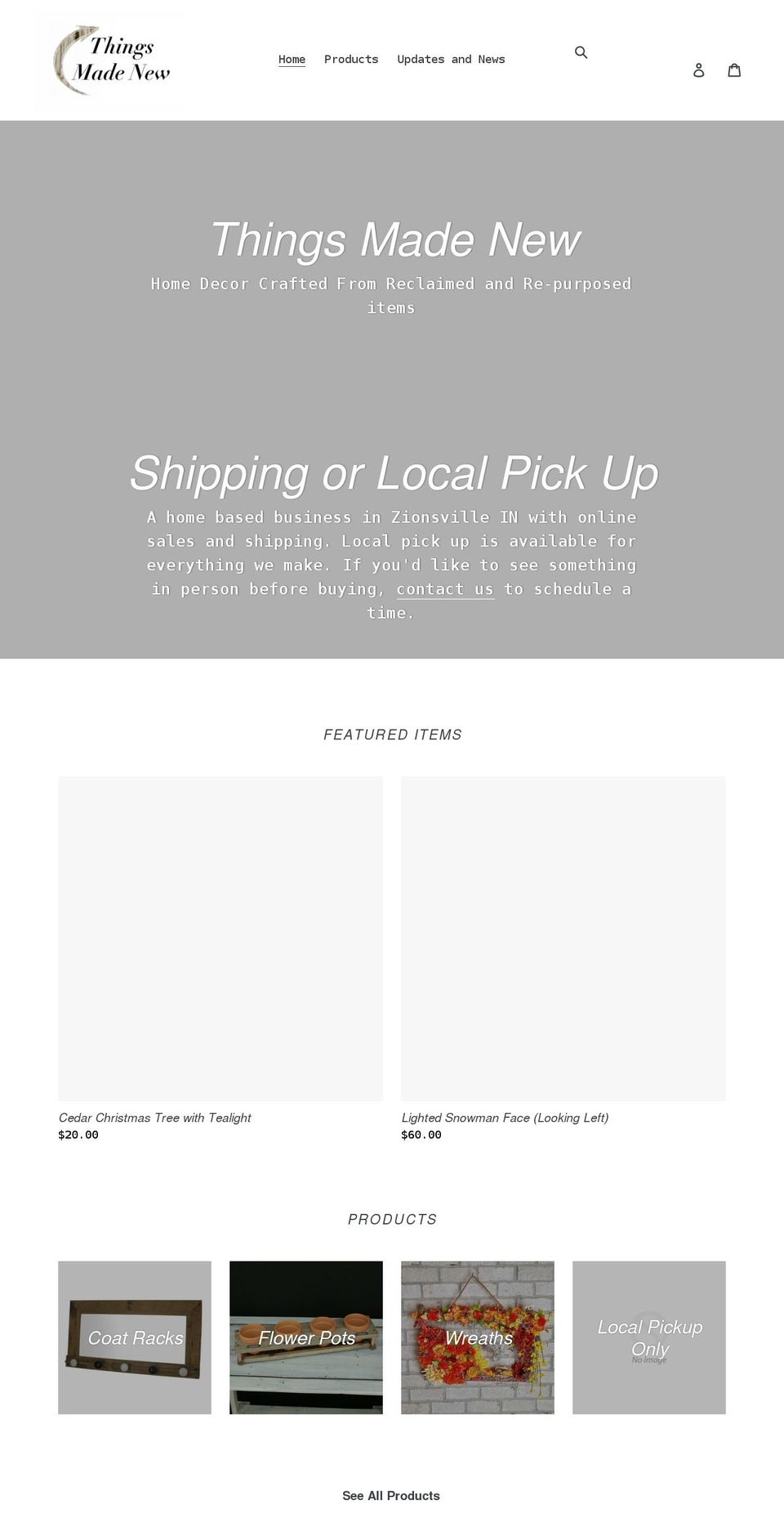 thingsmadenew.com shopify website screenshot