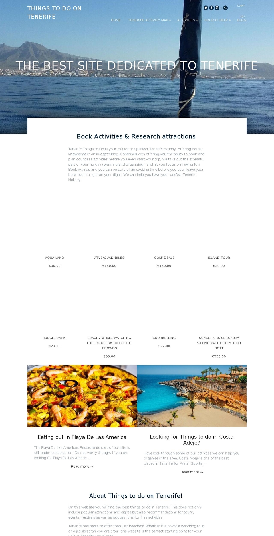 thingstodoontenerife.com — Shopify storefront screenshot
