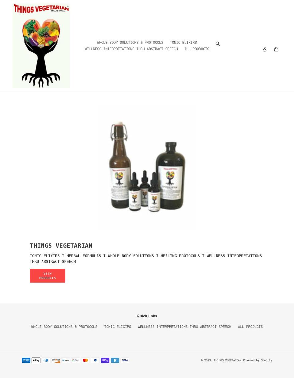thingsvegetarian.com shopify website screenshot