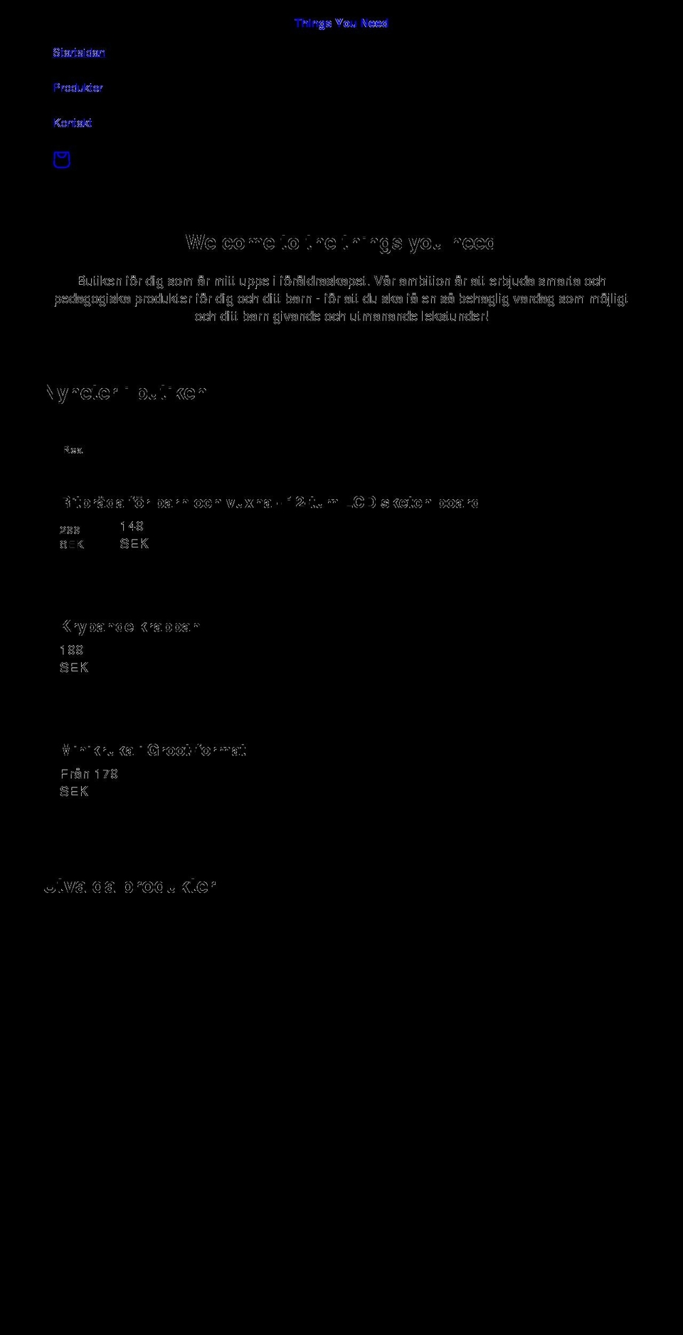 thingsyouneed.se shopify website screenshot