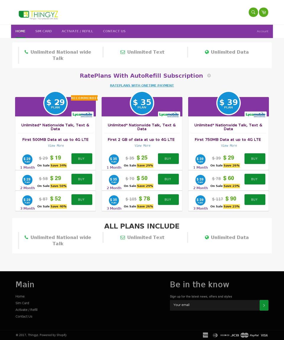thingyz.com shopify website screenshot