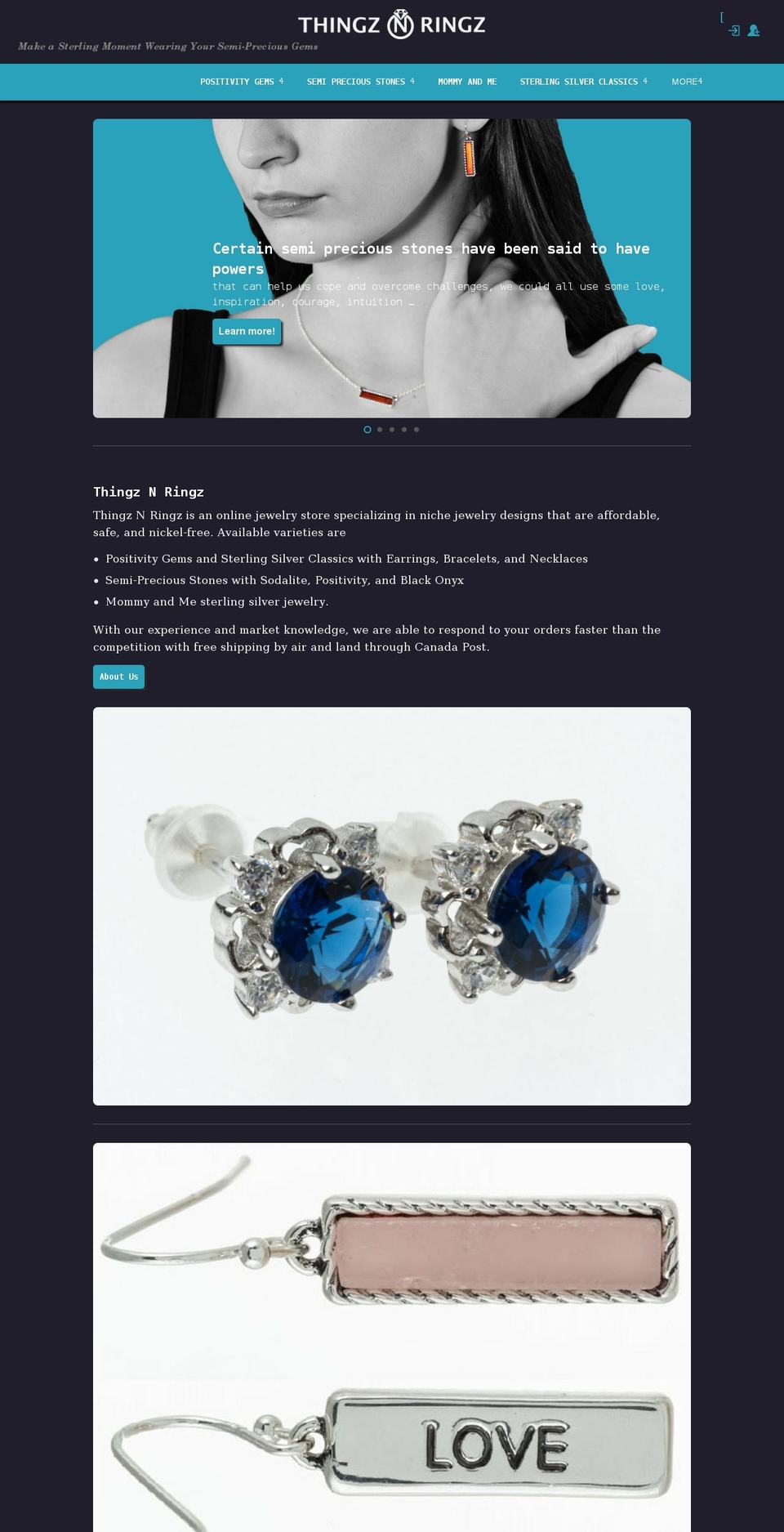 thingznringz.com shopify website screenshot