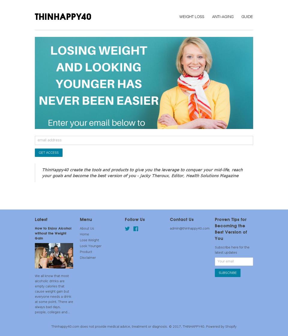 thinhappyforty.com shopify website screenshot