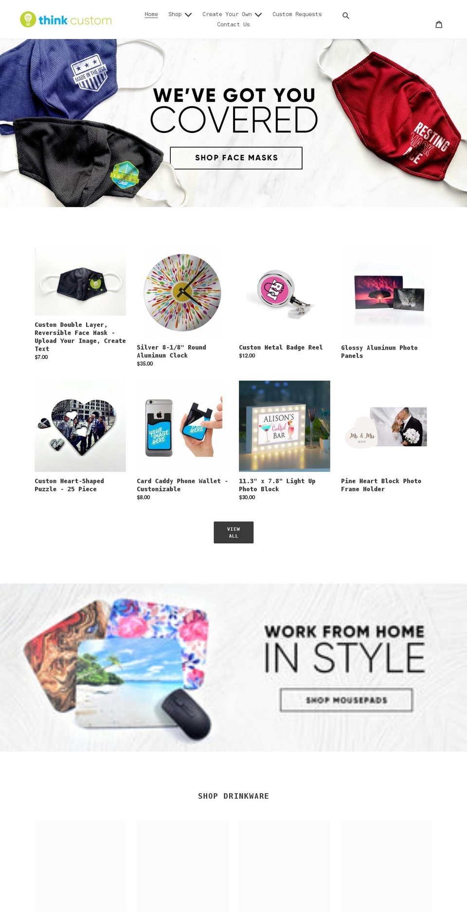 think-custom.com shopify website screenshot