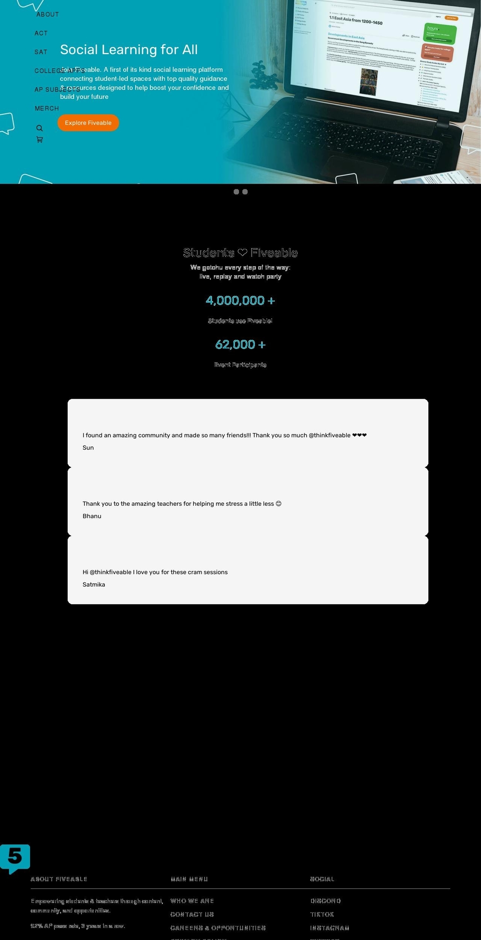 think-fiveable.myshopify.com shopify website screenshot