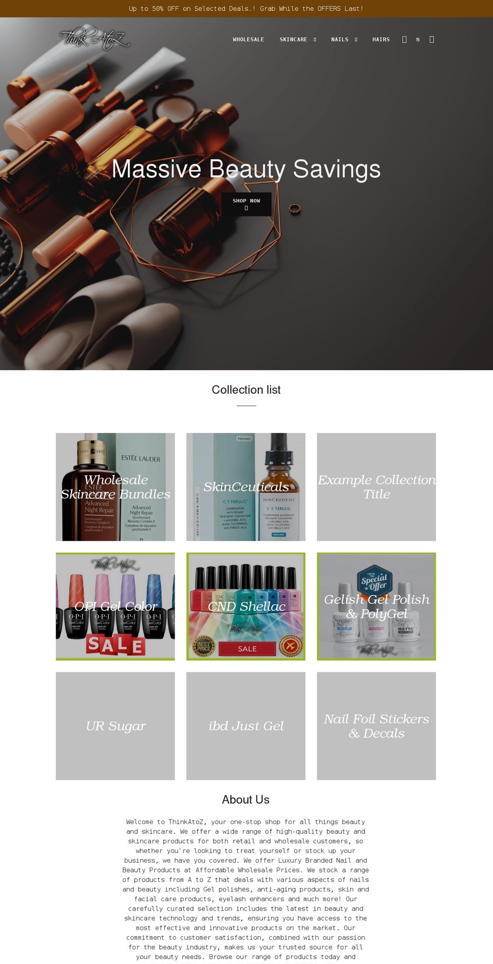 thinkatoznails.com shopify website screenshot