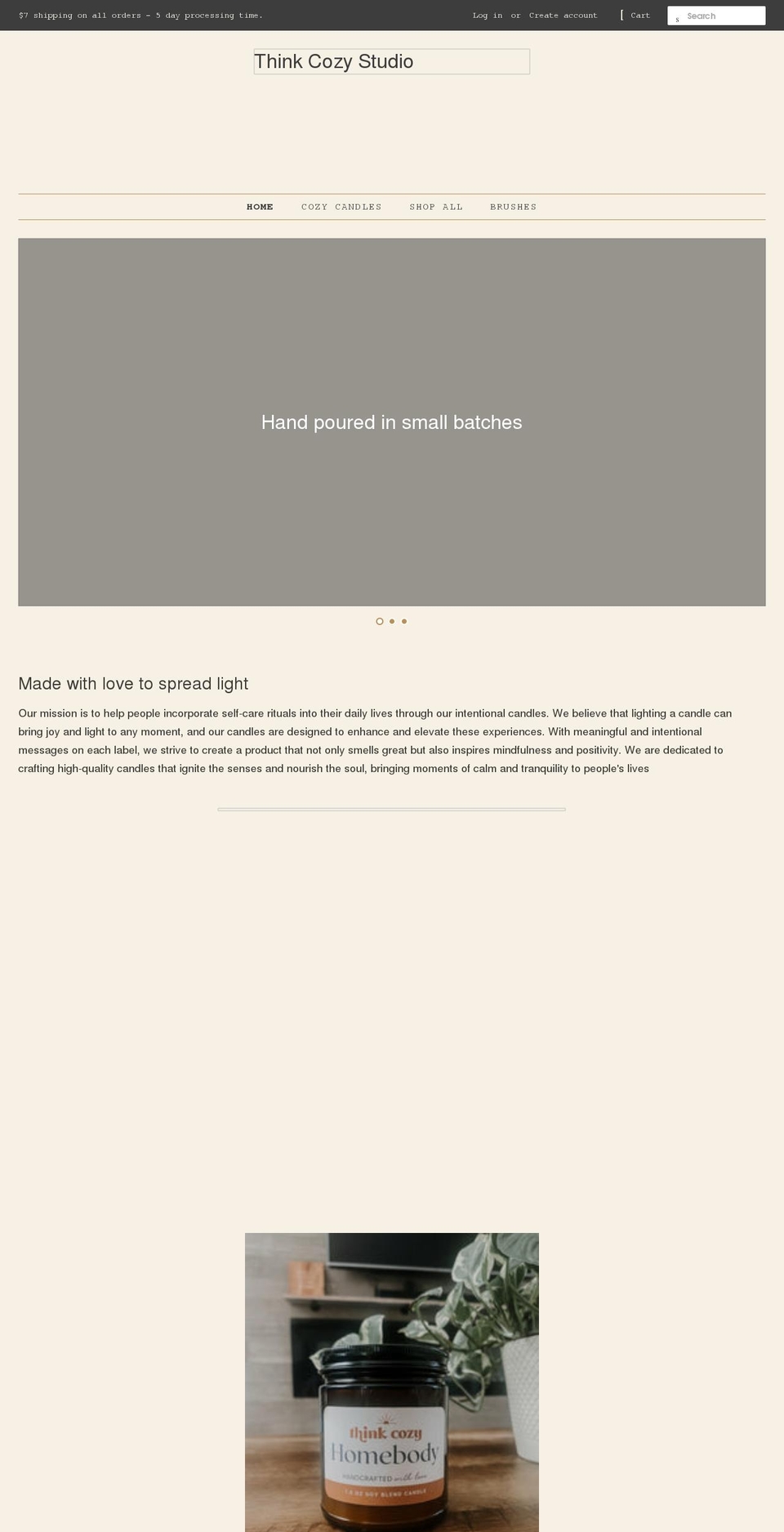 thinkcozystudio.com shopify website screenshot