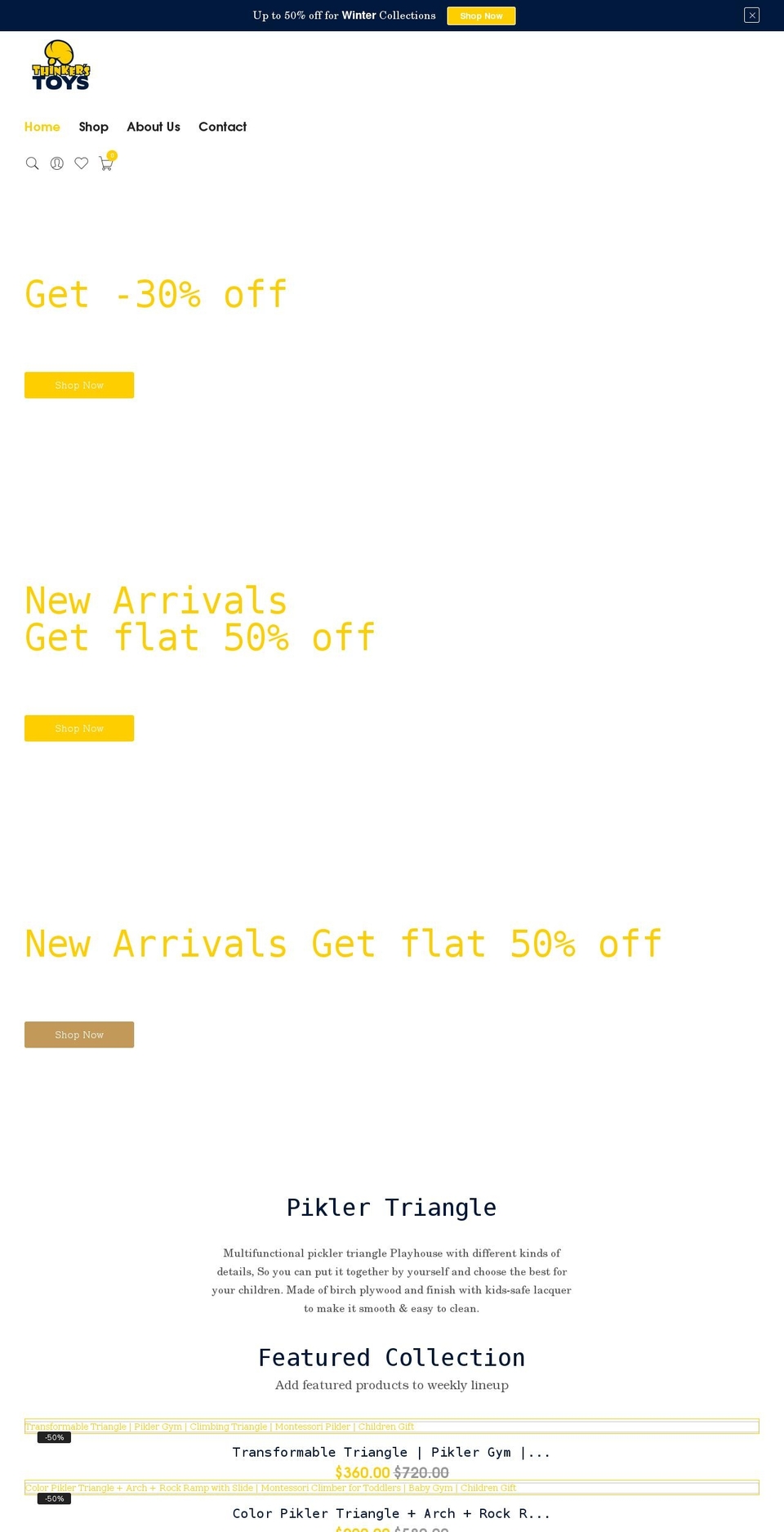 thinkerstoys.com shopify website screenshot