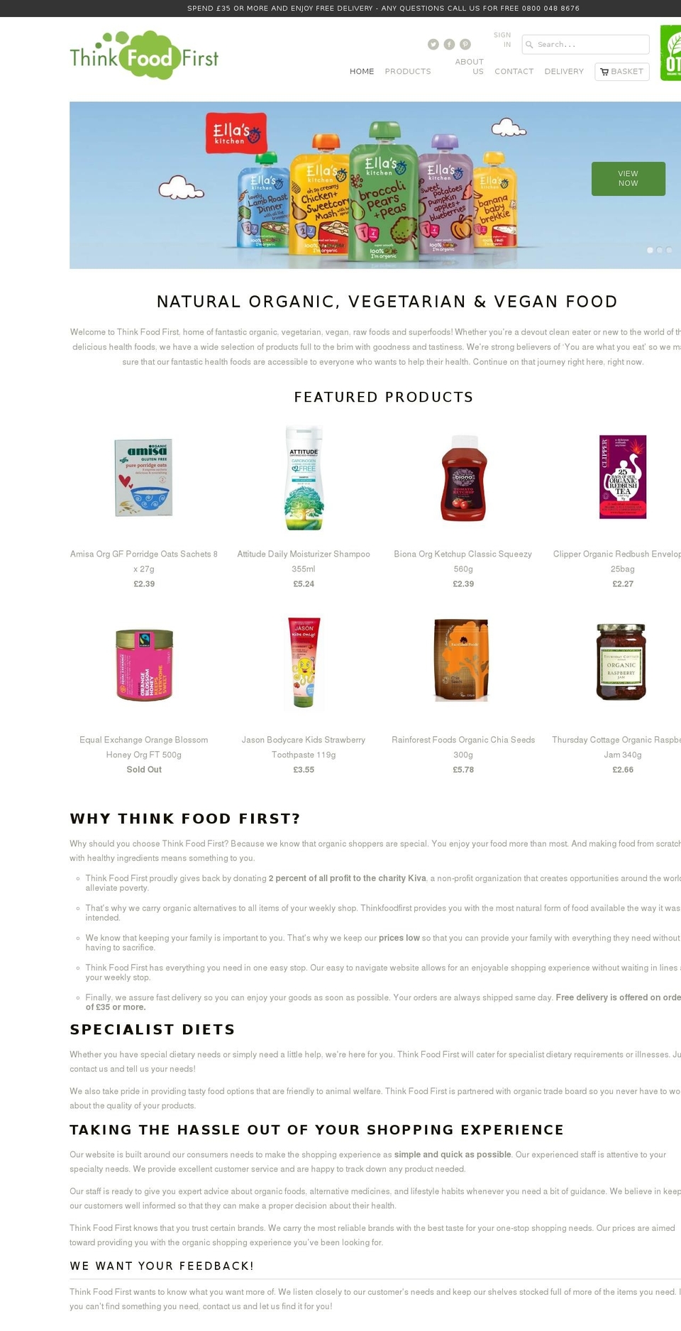 thinkfoodfirst.com shopify website screenshot