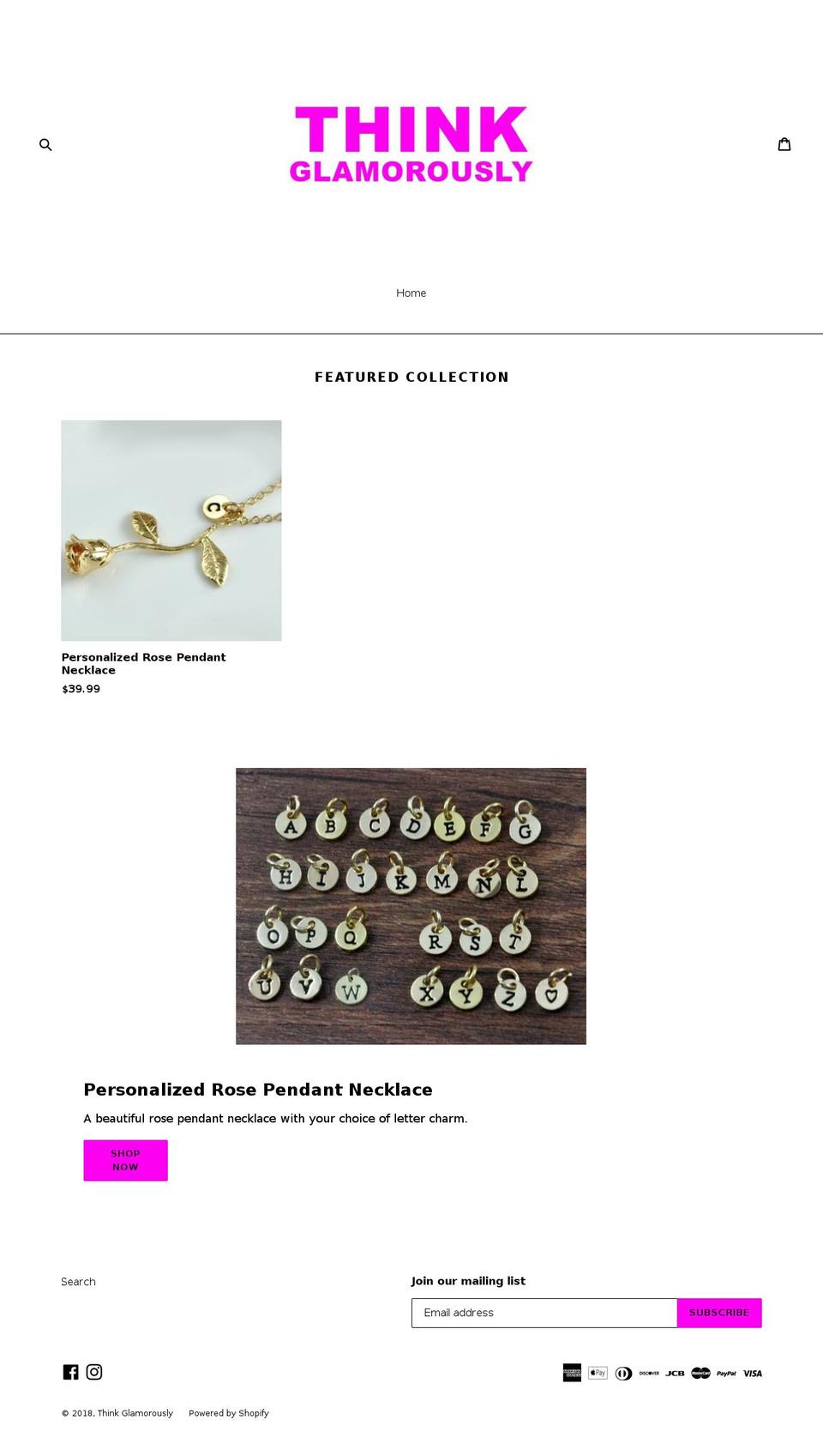 thinkglamorously.com — Shopify storefront screenshot