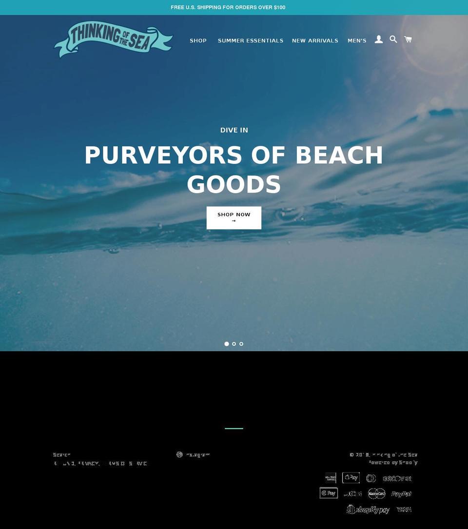 thinkingofthesea.com shopify website screenshot