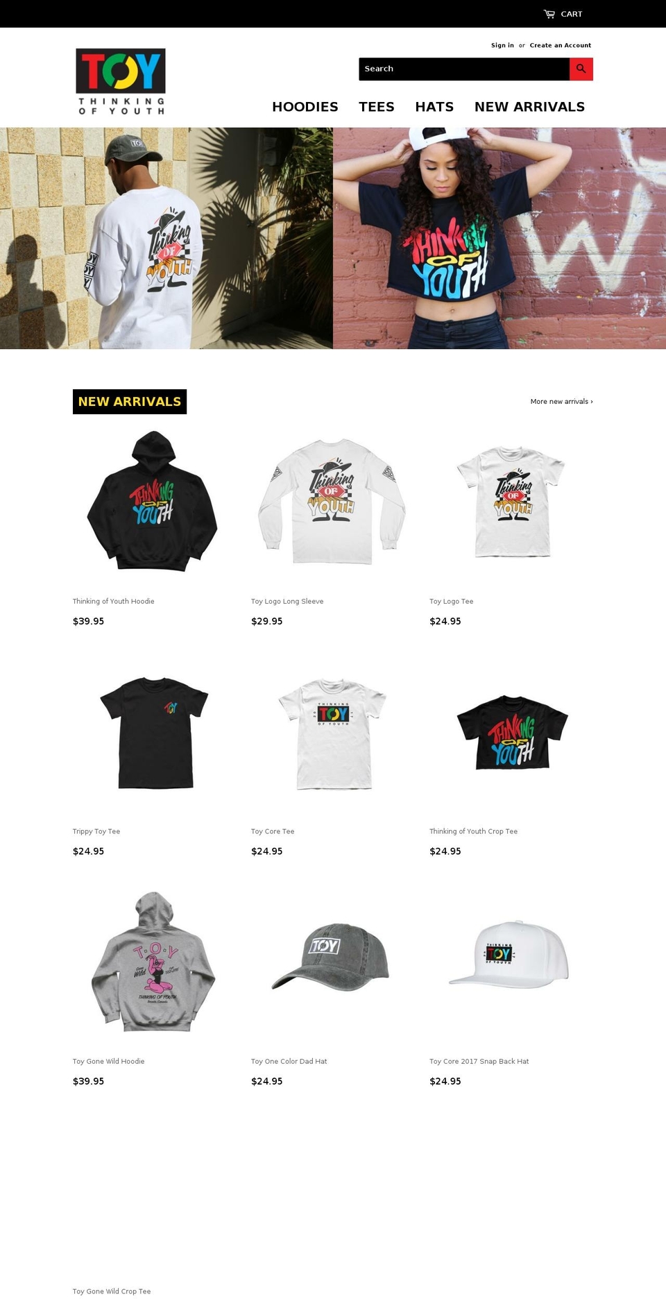thinkingofyouth.com — Shopify storefront screenshot