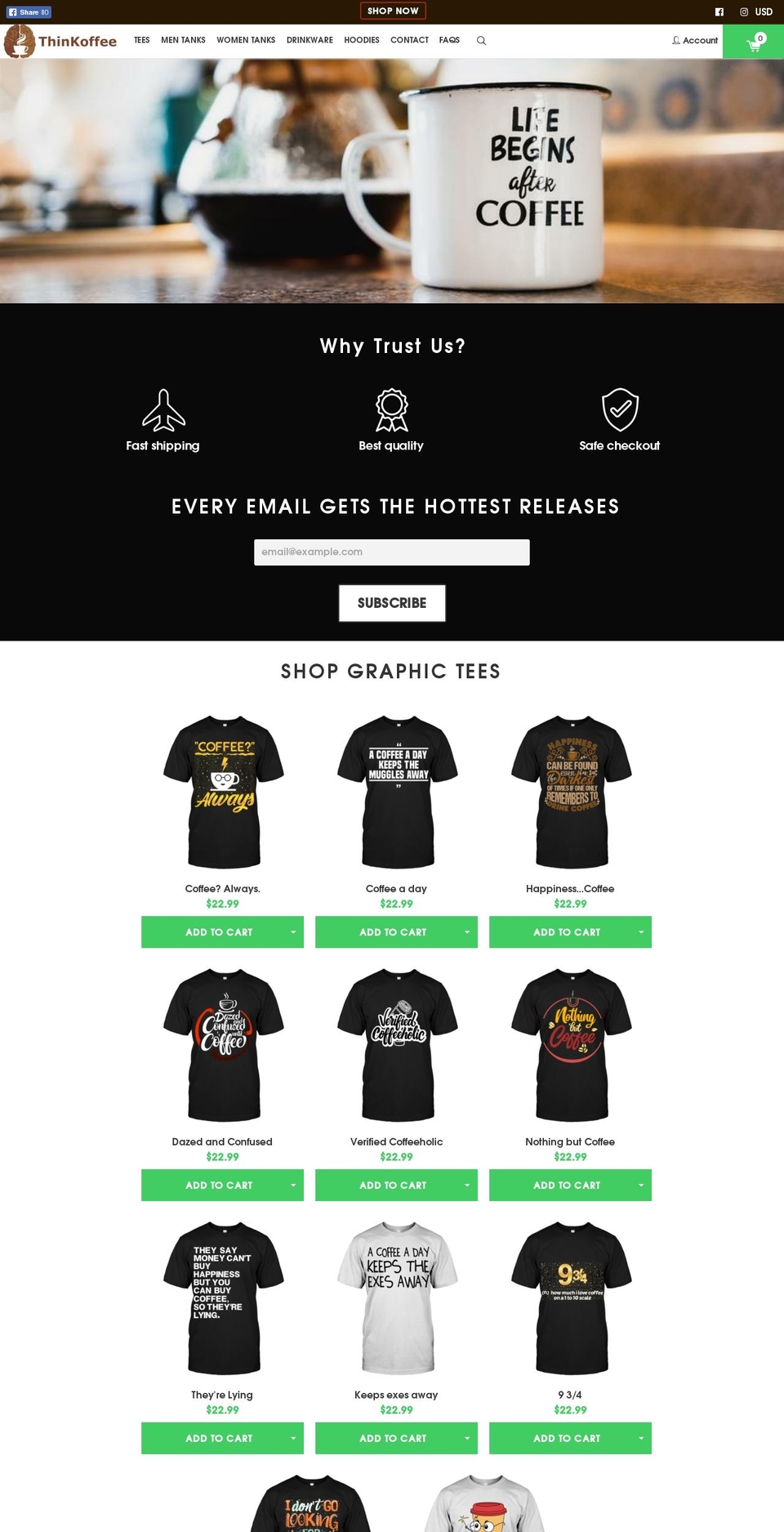 konversion-theme Shopify theme site example thinkoffee.com