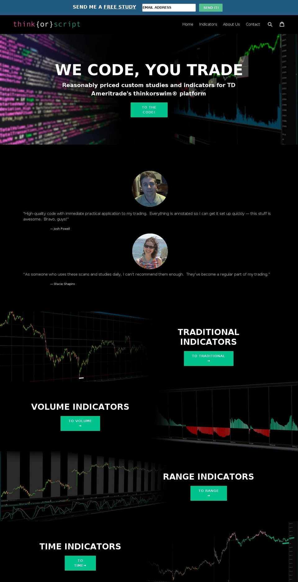 thinkorscript.com shopify website screenshot
