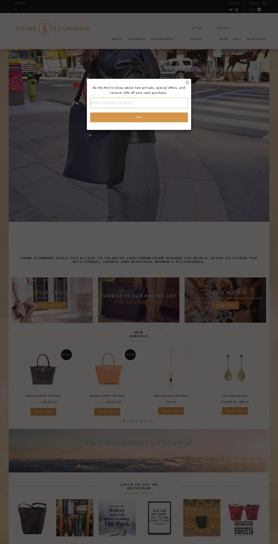 thinkstunning.com shopify website screenshot