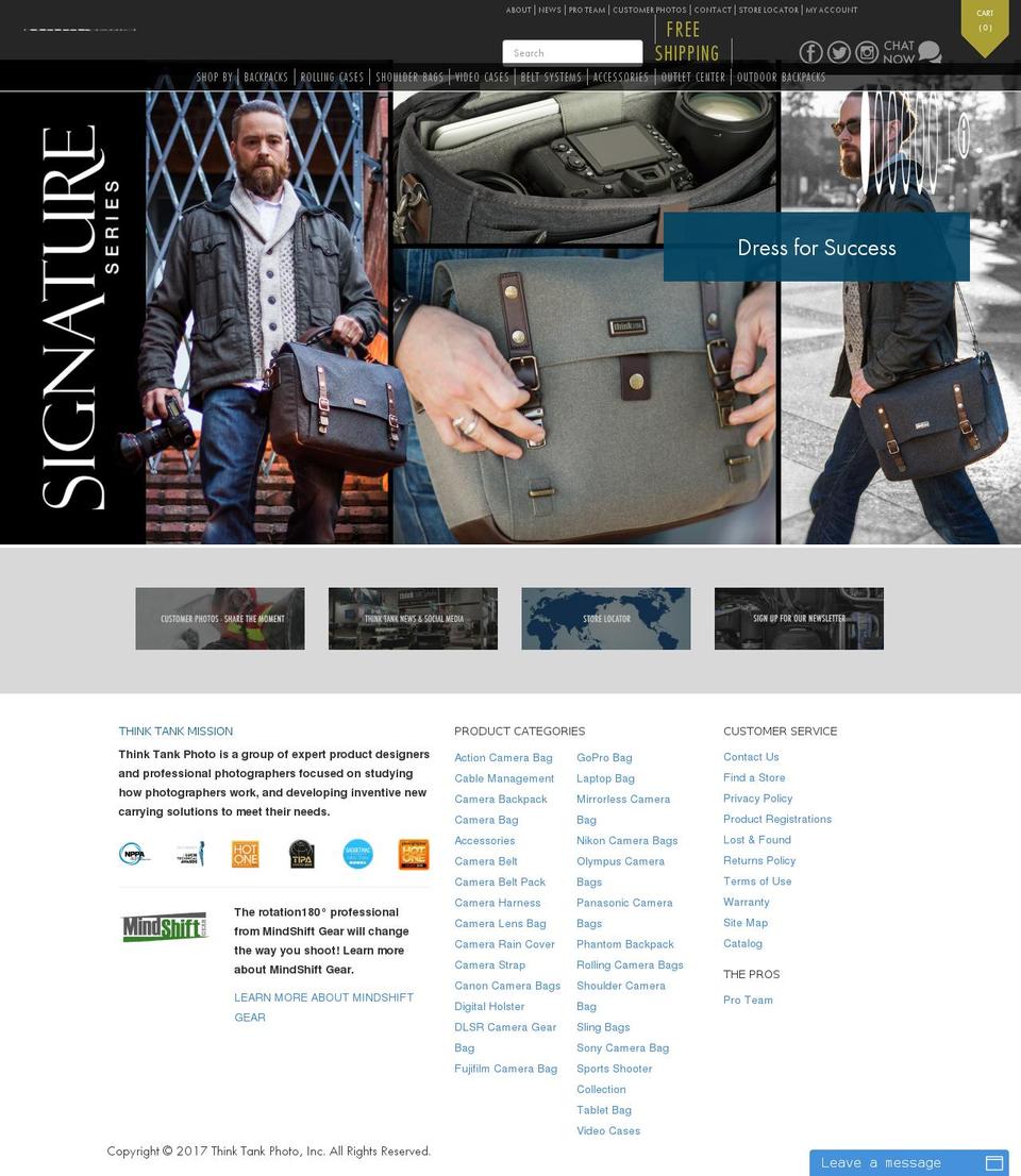thinktankvideogear.com shopify website screenshot