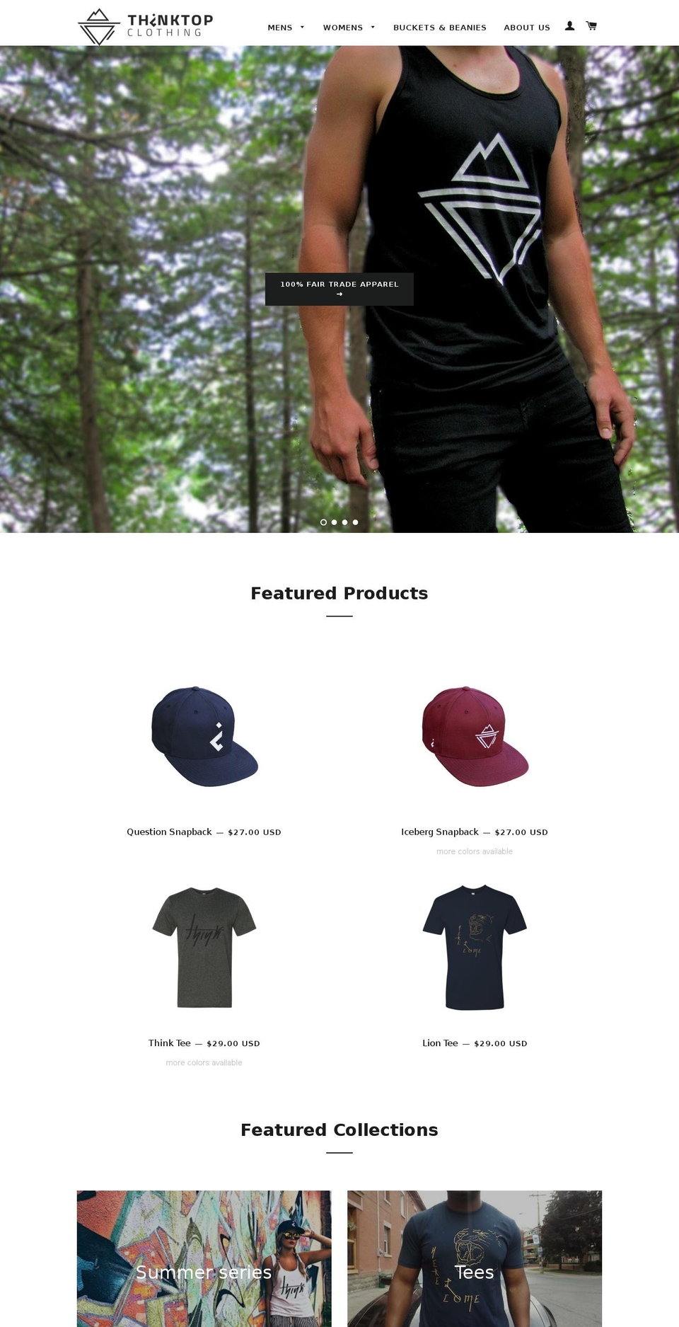 thinktopclothing.com — Shopify storefront screenshot