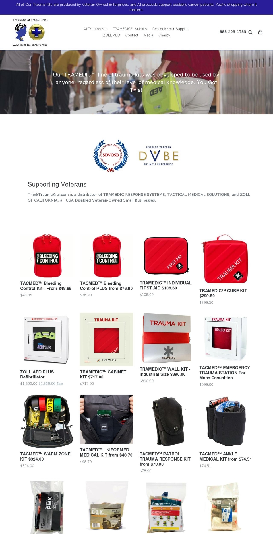 thinktraumakits.com shopify website screenshot