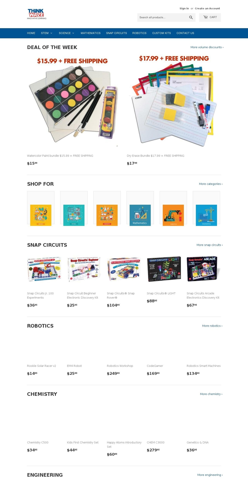 thinkwaze.com — Shopify storefront screenshot