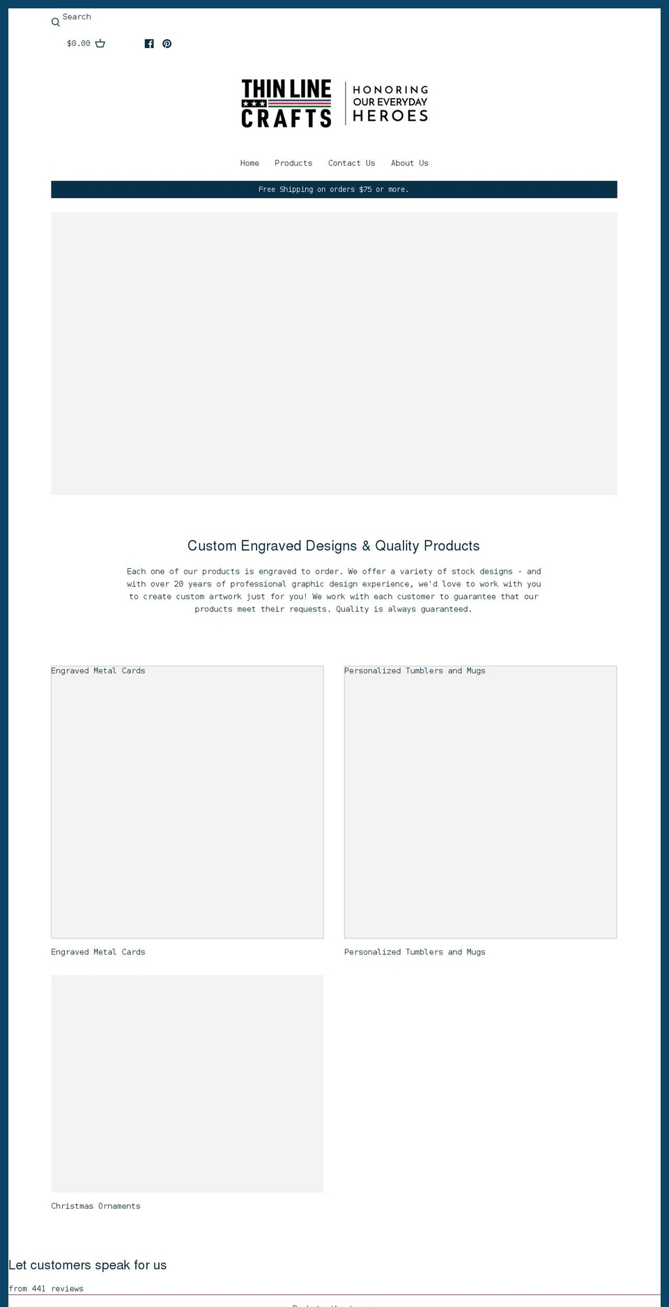 thinlinecrafts.com shopify website screenshot