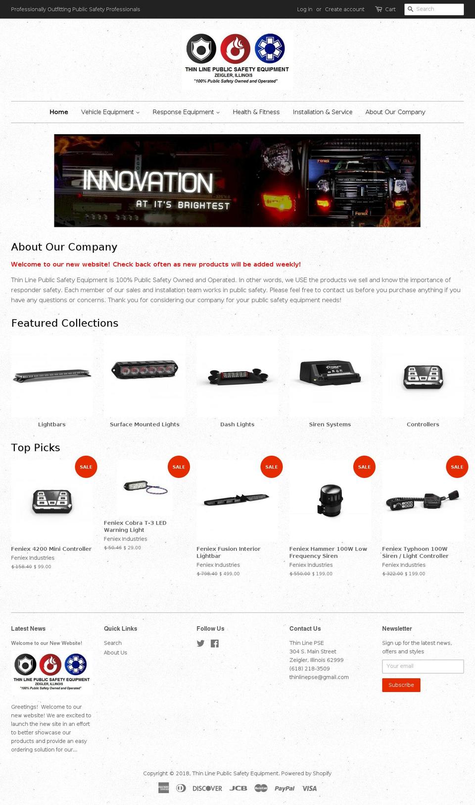 thinlinepse.com shopify website screenshot