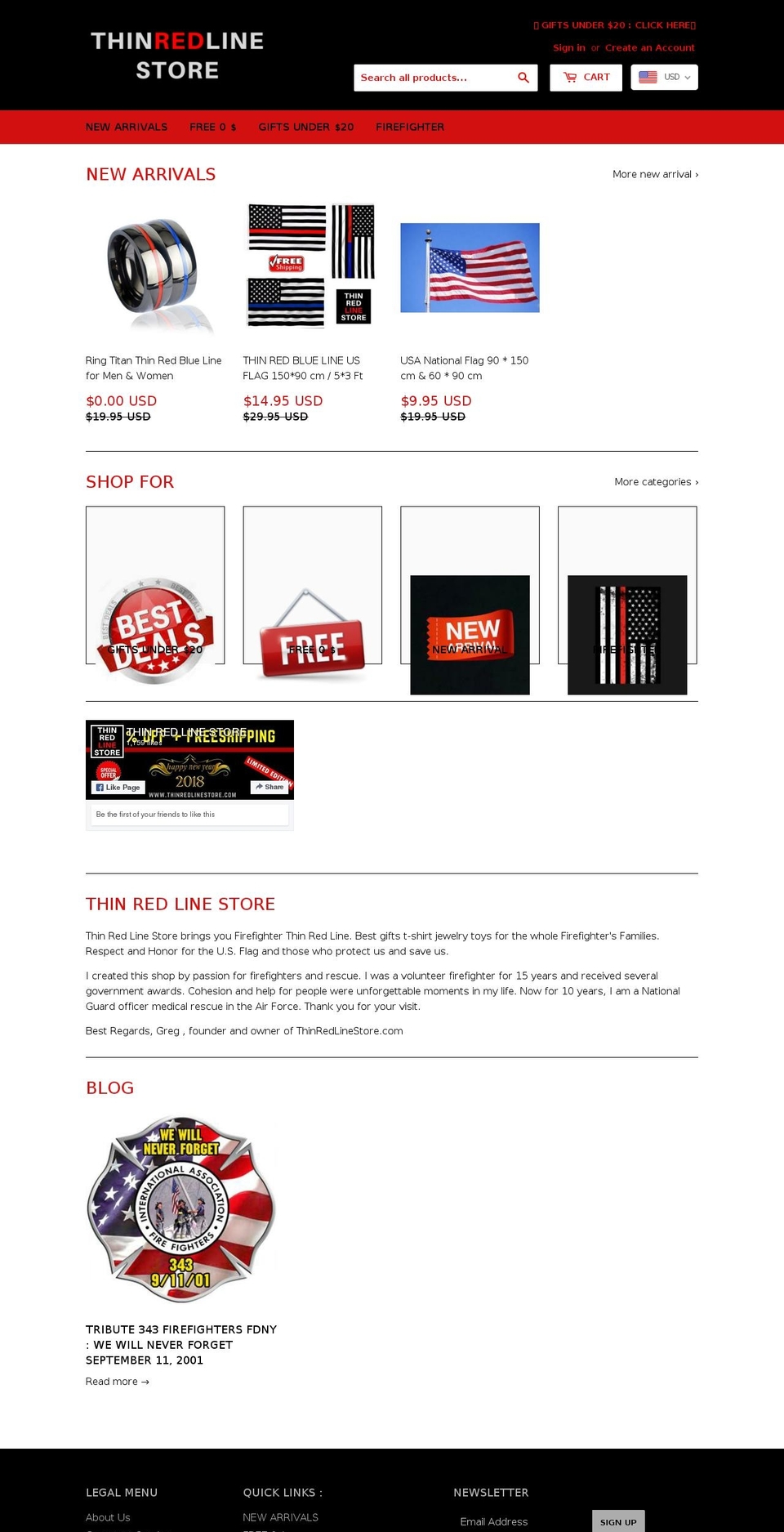thinredlinestore.com — Shopify storefront screenshot