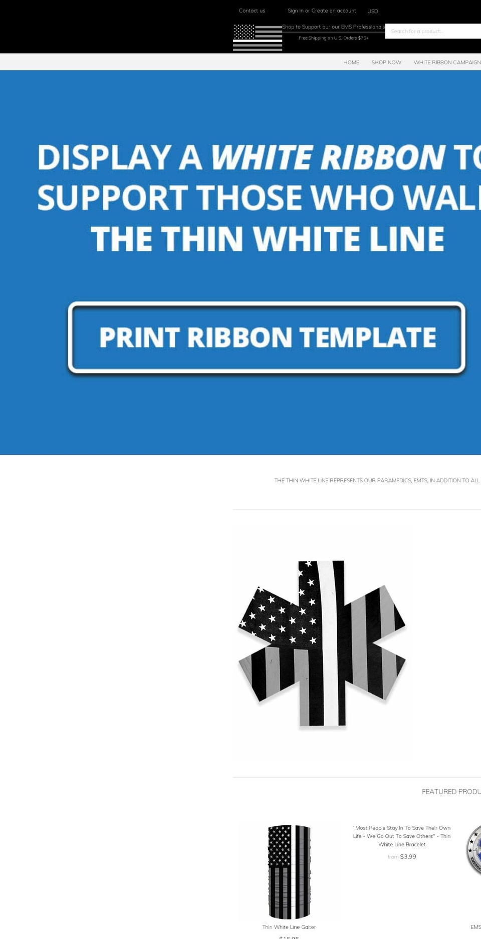 thinwhitelineusa.com shopify website screenshot