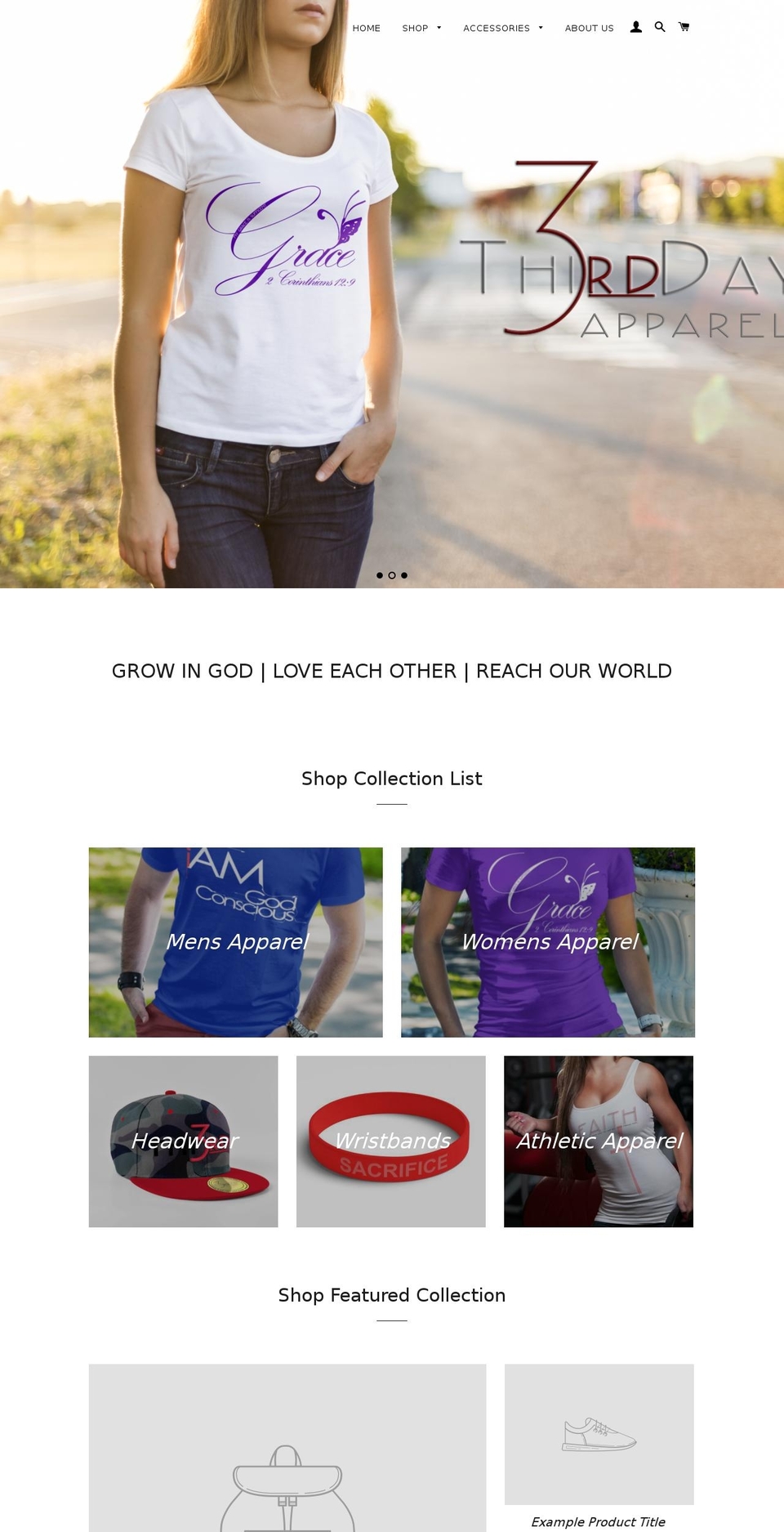 thirddayapparel.com shopify website screenshot