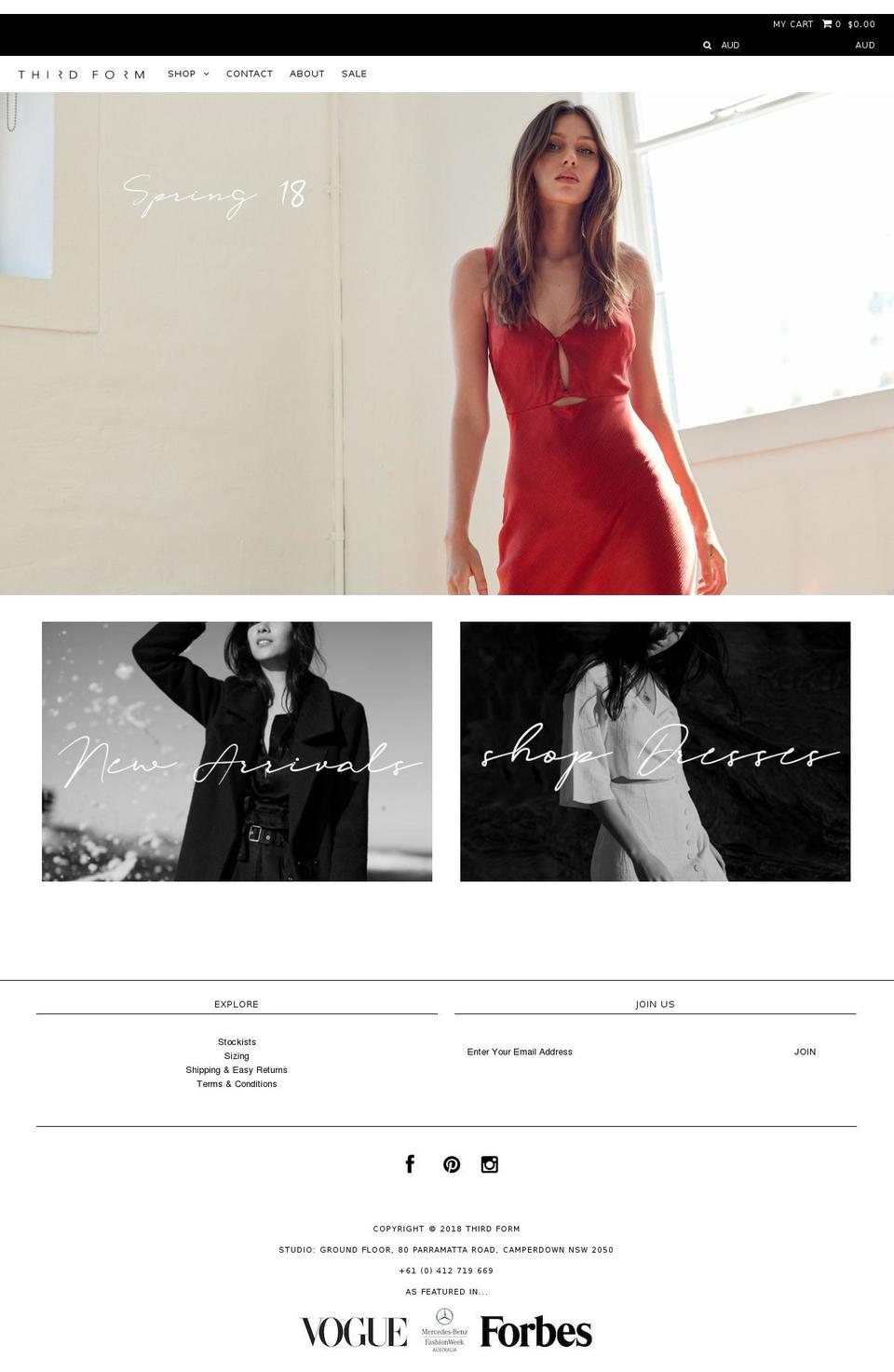 thirdform.com.au shopify website screenshot