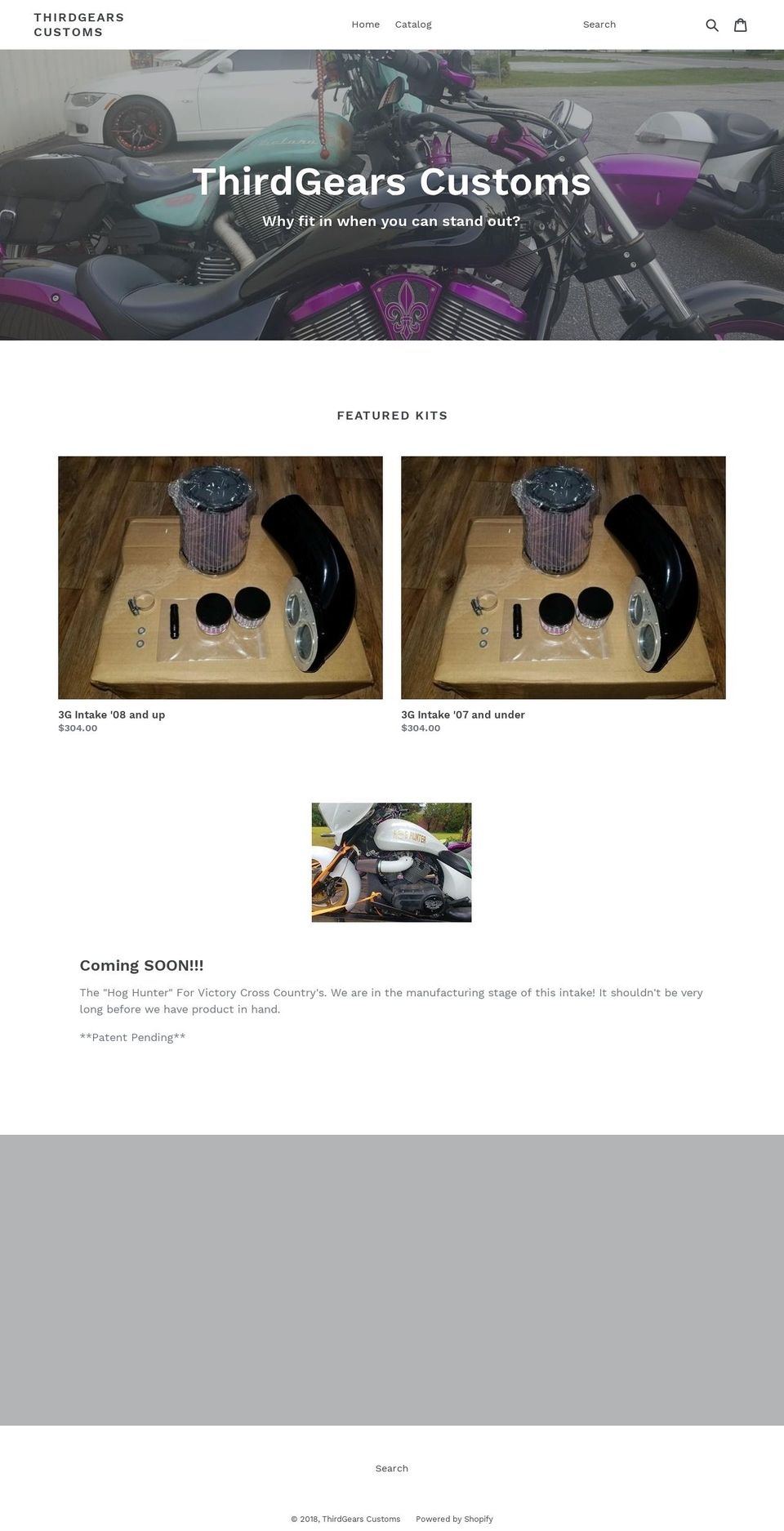 thirdgearscustoms.com shopify website screenshot