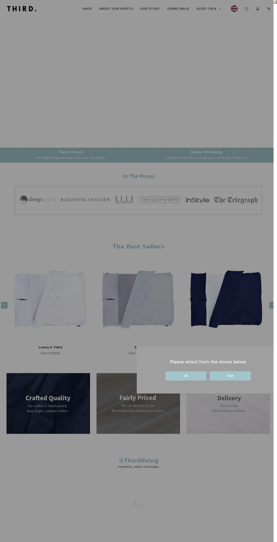 thirdliving.co.uk shopify website screenshot