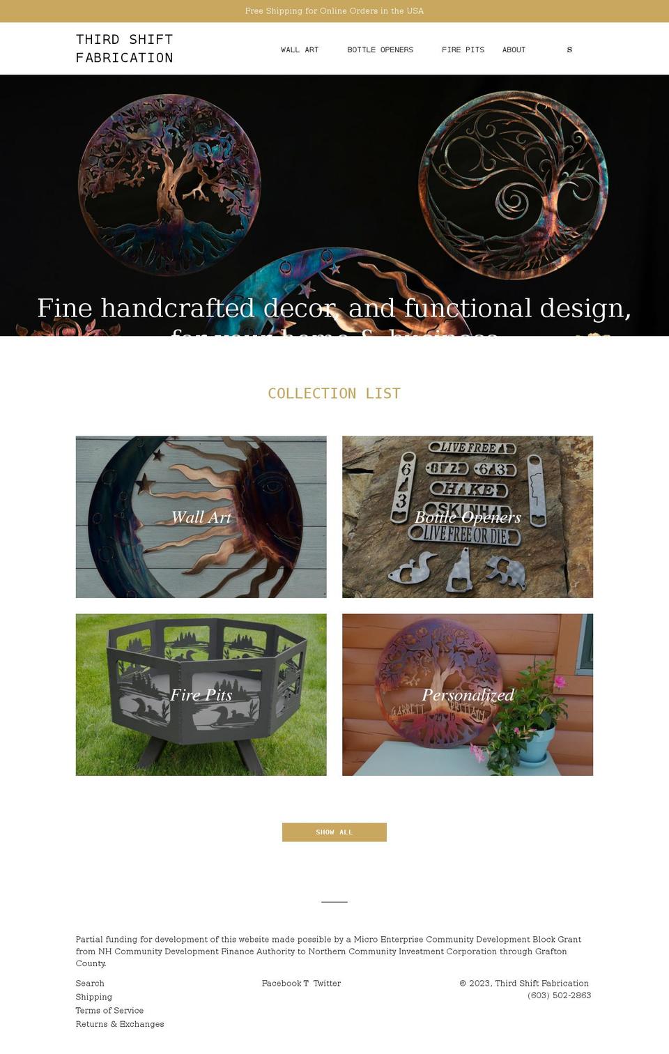 thirdshiftfabrication.com shopify website screenshot