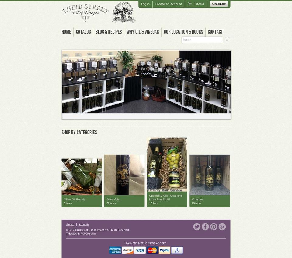 thirdstreetoilandvinegar.com shopify website screenshot
