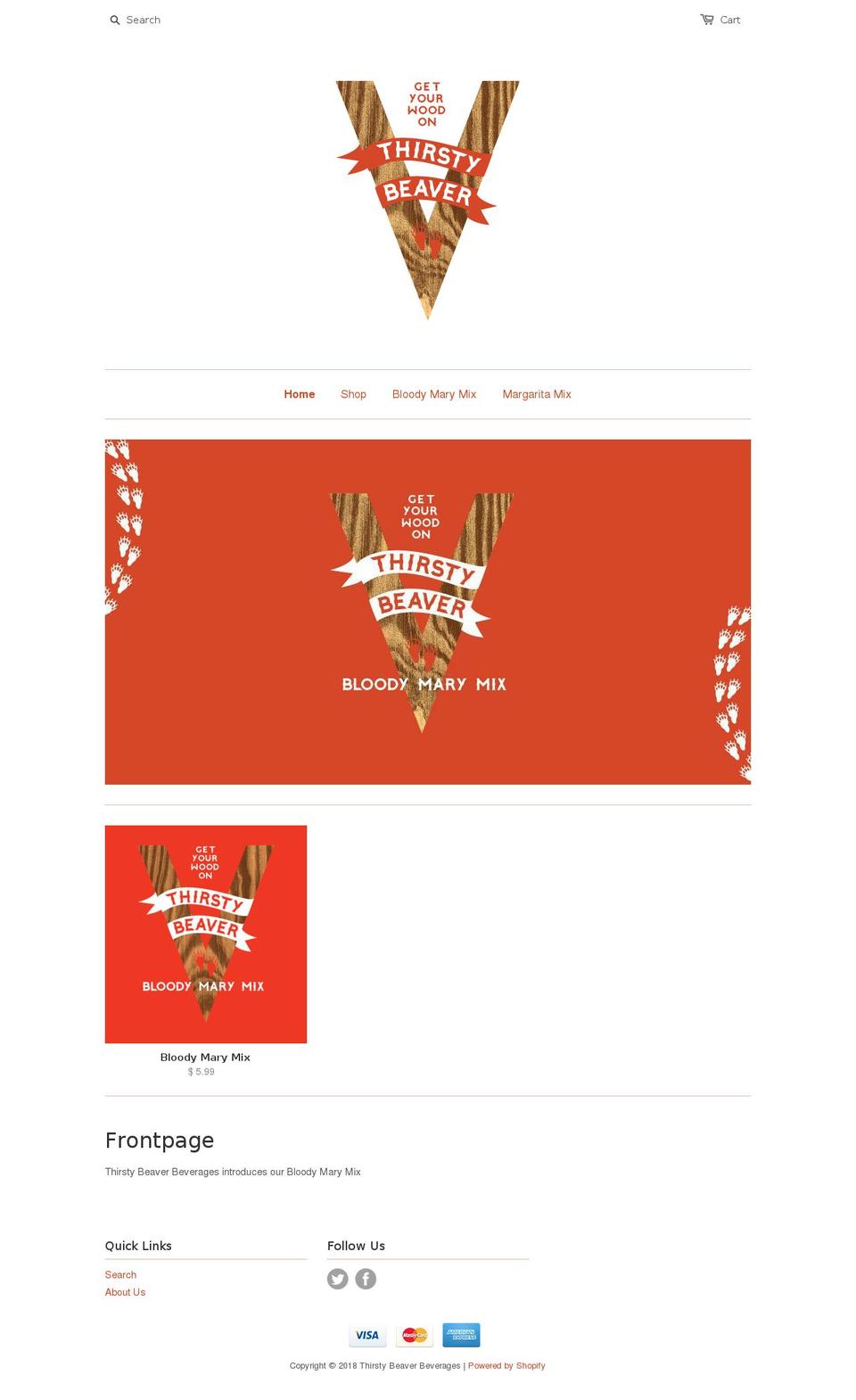 thirstybeaverbeverage.net shopify website screenshot