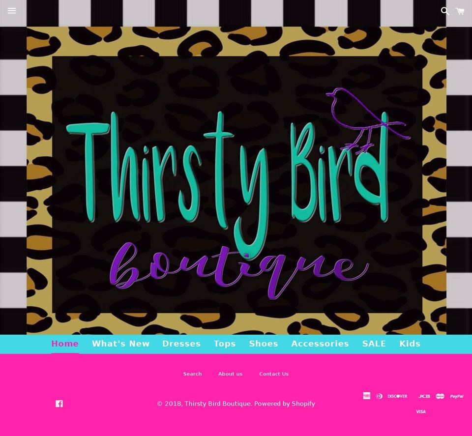 thirstybirdboutique.com shopify website screenshot