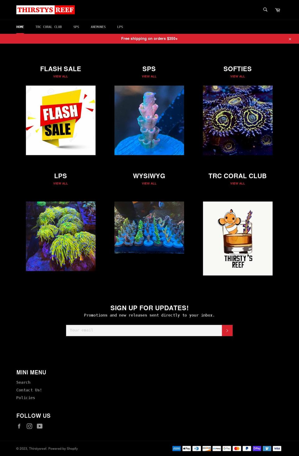 thirstysreef.com shopify website screenshot