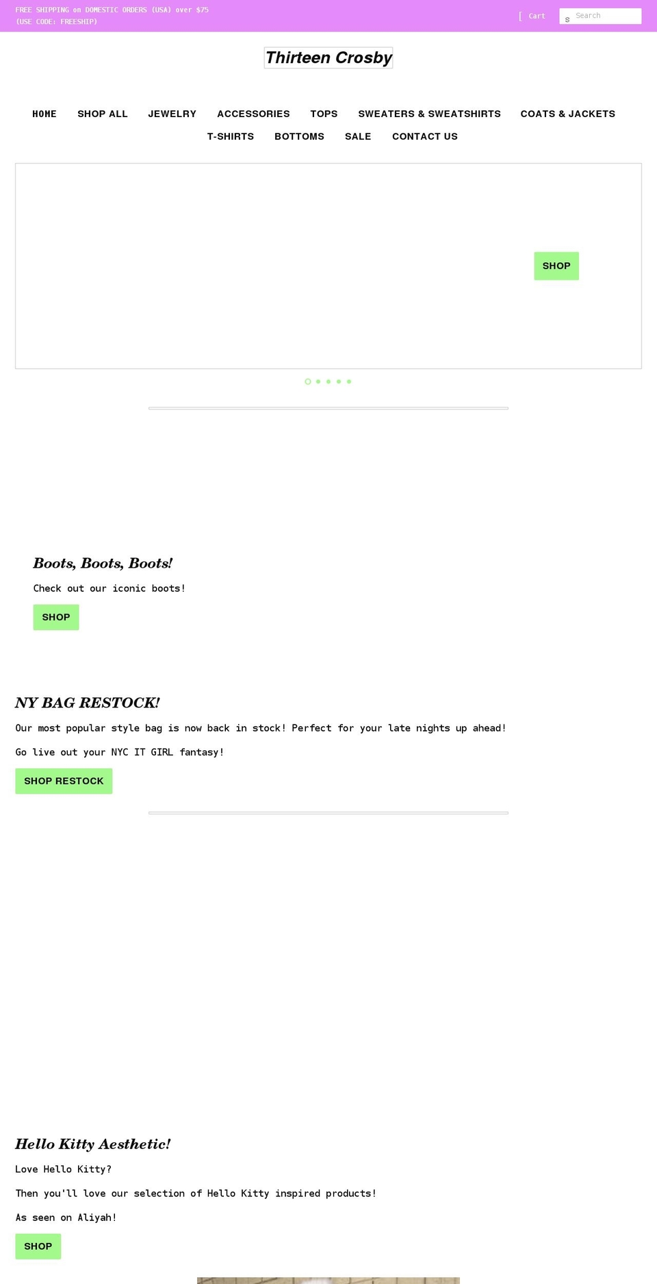 thirteen-crosby.com shopify website screenshot