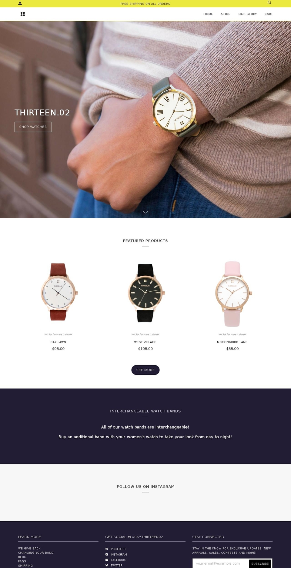 thirteen02.com shopify website screenshot