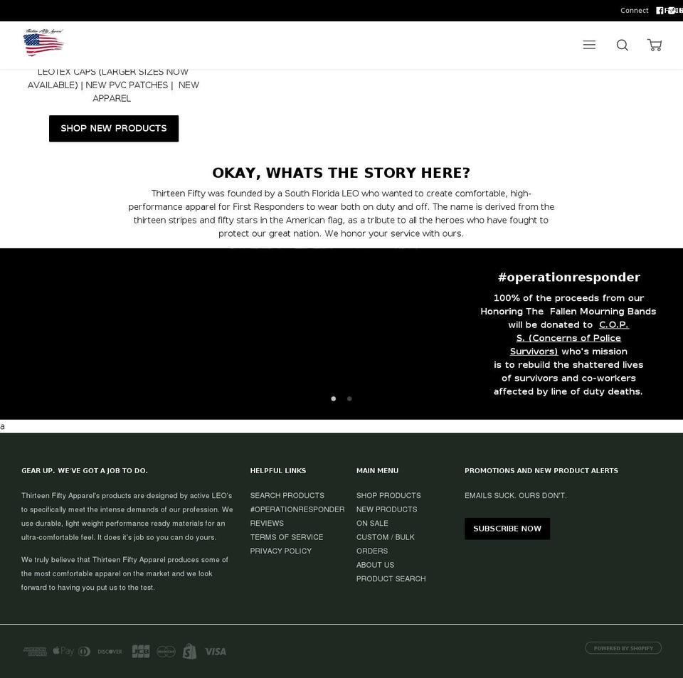 thirteenfifty.net shopify website screenshot