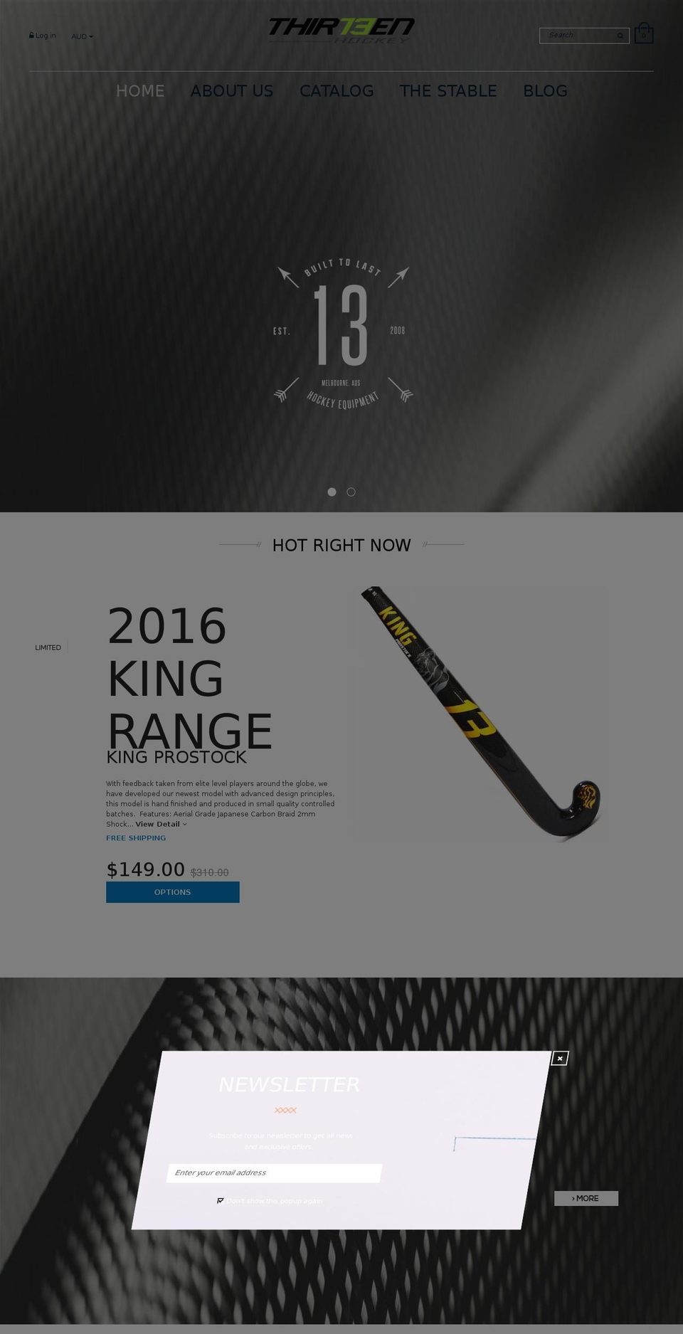 thirteenhockey.com shopify website screenshot
