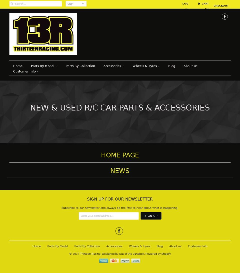 thirteenracing.com shopify website screenshot